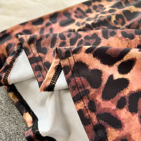 Backless Leopard Printed Slip Dress