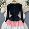 Niche Knitted Patchwork Cake Dress