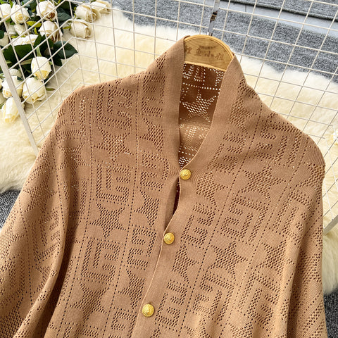 Oversized Shawl&Slip Dress Printed 2Pcs