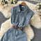 Polo Collar Sleeveless Denim Jumpsuits