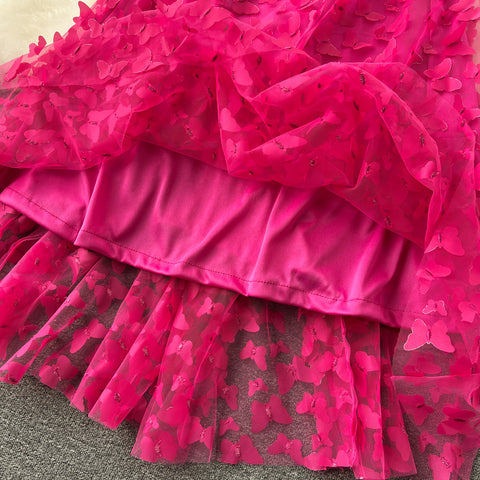 3D Butterfly Embroidered Off-shoulder Dress