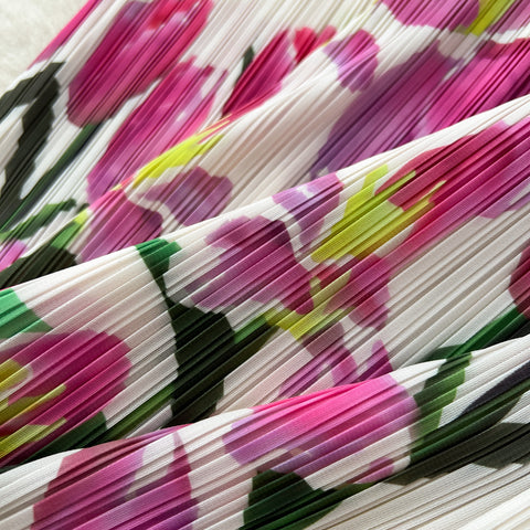 High-end Pleated Floral Printed Dress