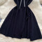 Rhinestone Bow Sleeveless Black Dress