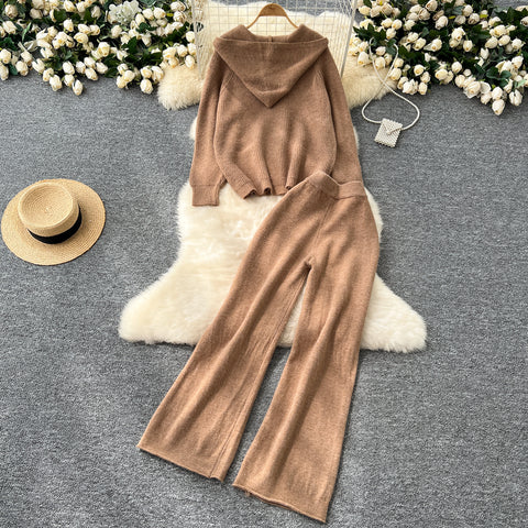 Knitted Hoodie&Trousers Casual 2Pcs