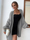 Fashion Striped Thermal Openwork Cardigan