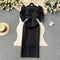 Vintage Pleated Sleeve Black Dress