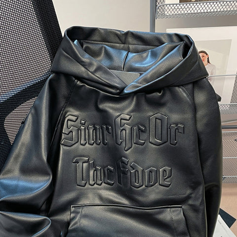 Chic Black PU Sculptured Hoodie