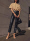 Body-shaping PU Leather Ninth Pants