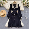 Doll Collar Black Knitted Shirt Dress