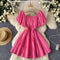 Sweetie Pleated Solid Puffy Dress