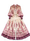 Vintage Flared Sleeve Floral Dress