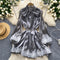 Lace Patchwork Glossy Satin Dress