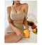 Pleated Hanging Neck Halter Swimsuit