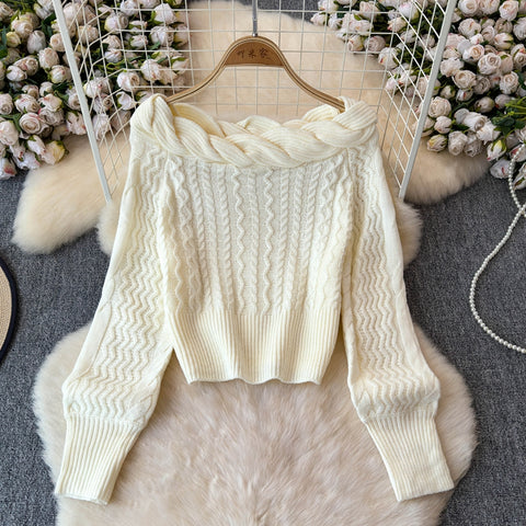 Twisted Neckline Sweater&Skirt 2Pcs