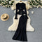 V-neck Cardigan&Fishtail Skirt 2Pcs