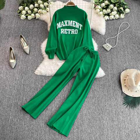 Monogrammed Sweatshirt&Trousers Casual 2Pcs