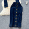 Metal Button Denim Jacket&Skirt 2Pcs