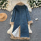 Thermal Thickened Denim Patchwork Coat