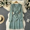 V-neck Green Lace Party Dress