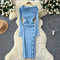 Niche Lapeled Waist-slimming Knitted Dress