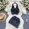 Halter Top&Hip-wrapping Skirt Denim 2Pcs