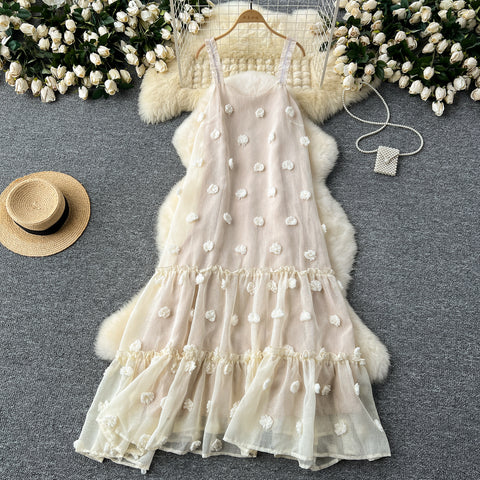 3d Floral Loose-fit Slip Dress