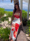 Strapless Printed A-line Beach Dress