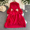 High-end 3d Ruffled Lace-up Dress