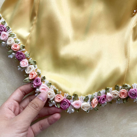 Fancy 3d Flower Satin Top