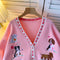 Loose-fit Cartoon Embroidered Cardigan