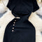 Niche Round Collar Black Knitted Dress