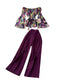 Floral Top&Wide-leg Trousers 2Pcs