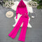 Knitted Hoodie&Wide-leg Trousers 2Pcs