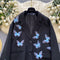 3D Blue Butterfly Black Blazer