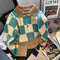 Irregular Design Color-blocking Plaid Cardigan