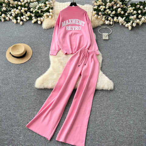 Monogrammed Sweater&Trousers Casual 2Pcs