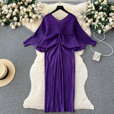 High-end Pleated Floral Printed Dress