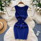 Niche Bow V-neck Knitted Dress