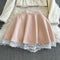 Furry Top&Pleated Skirt Pink 2Pcs