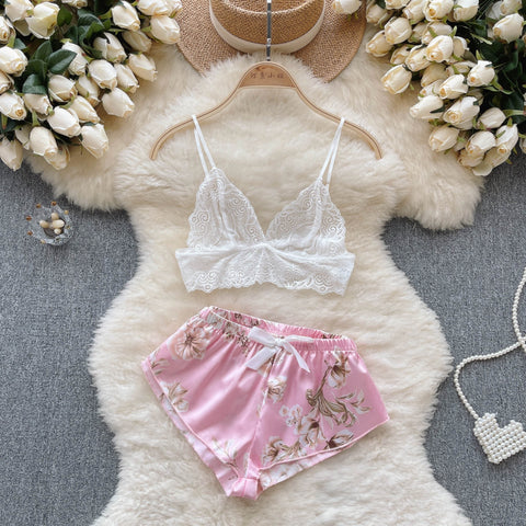 Lace Camisole&Floral Panties 2Pcs