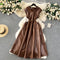 V-neck Sleeveless Hollowed PU Dress