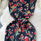 Crew Neck Floral Black Dress