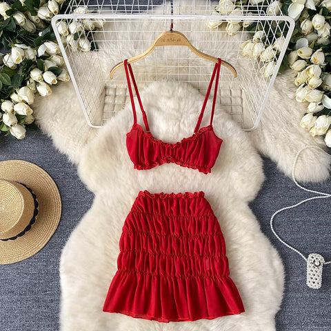 Camisole&Skirt Ruffled Niche 2Pcs