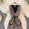 Plaid Tweed Dress&Knitwear 2Pcs