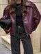 Vintage Matte Wine Red PU Jacket