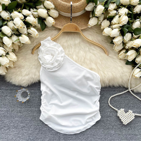 One-shoulder Slant Neckline Camisole Top
