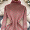 Turtleneck Lozenge Printed Knitwear