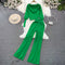 Knitted Hoodie&Wide-leg Trousers 2Pcs