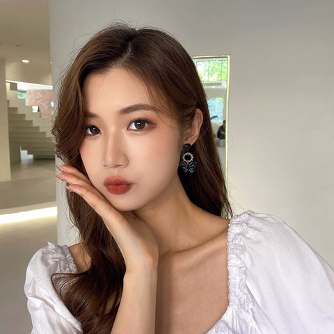 Black And Blue Butterfly Earrings