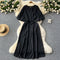 Round Collar Solid Color Draped Dress